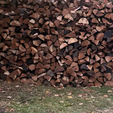 Close-up of seasoned split oak